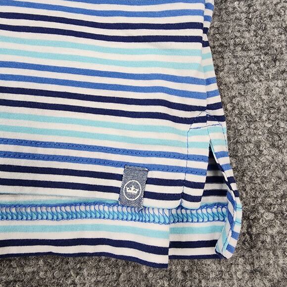 Peter Millar Polo Shirt Mens Large Blue Striped Performance Pima Golf Pocket - Picture 11 of 14